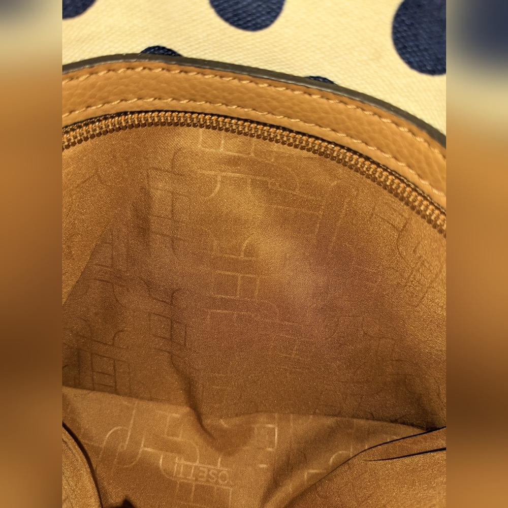 Rosetti Blue, Cream, Tan Polka Dot Cotton Crossbody Bag - Picture 4 of 10